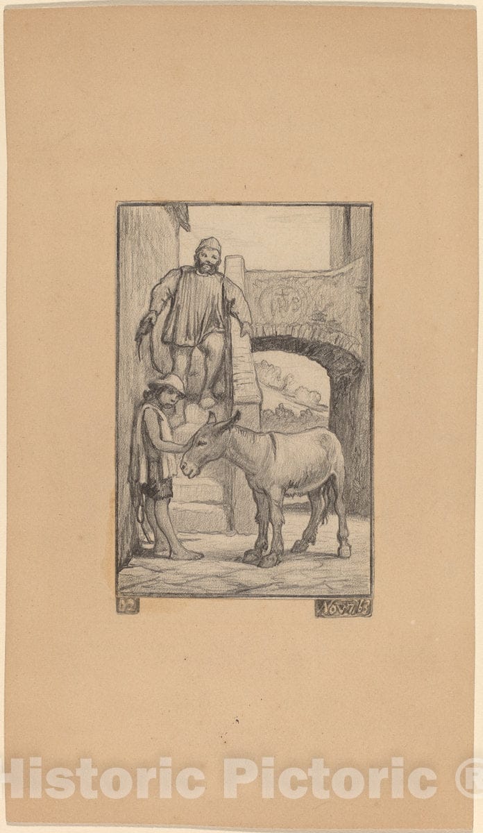 Art Print : Elihu Vedder, The Son and The Donkey, 1863 - Vintage Wall Art