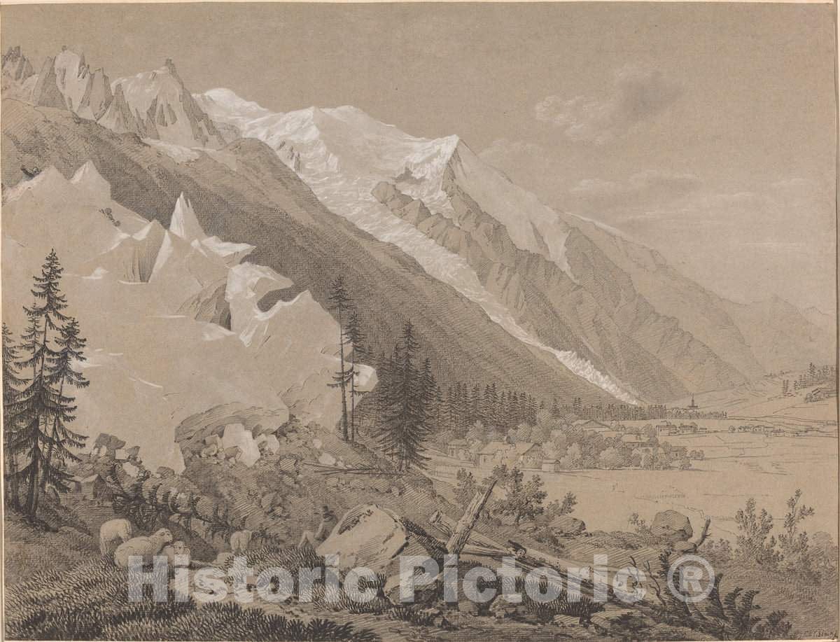 Art Print : Jean Antoine Linck, Vue du Mont Blanc - Vintage Wall Art