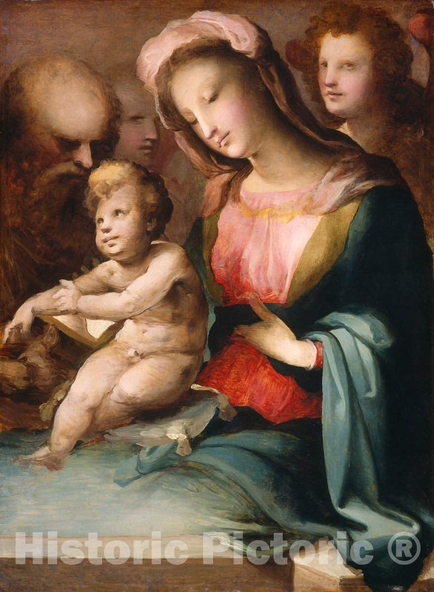 Art Print : Domenico Beccafumi, The Holy Family with Angels, c.1548 - Vintage Wall Art