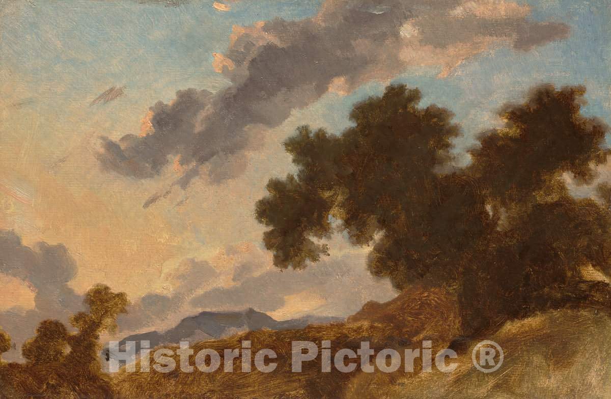 Art Print : Jean HonorÃ© Fragonard, Mountain Landscape at Sunset, c. 1765 - Vintage Wall Art