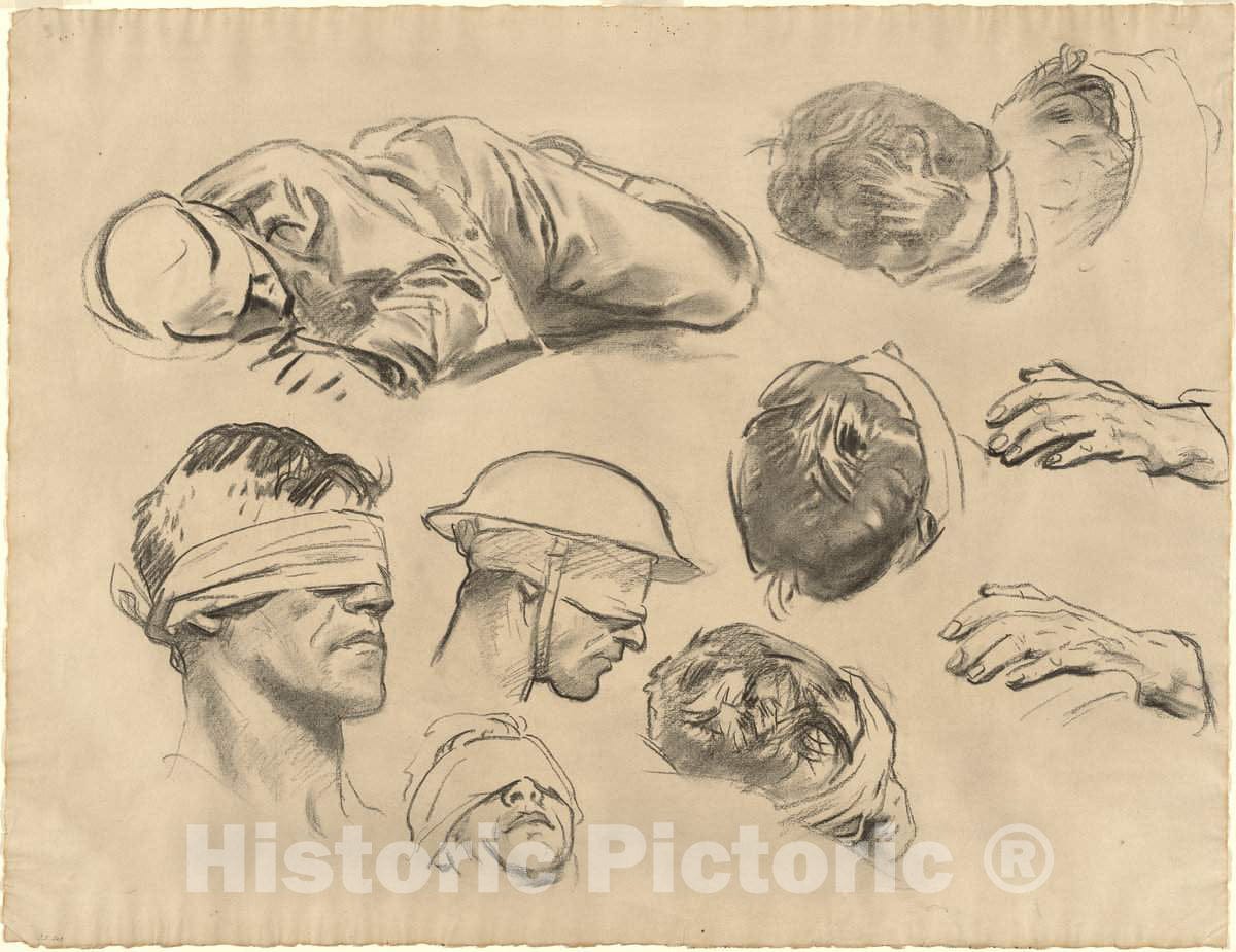 Art Print : John Singer Sargent, Studies for Gassed, 1918-1919 - Vintage Wall Art