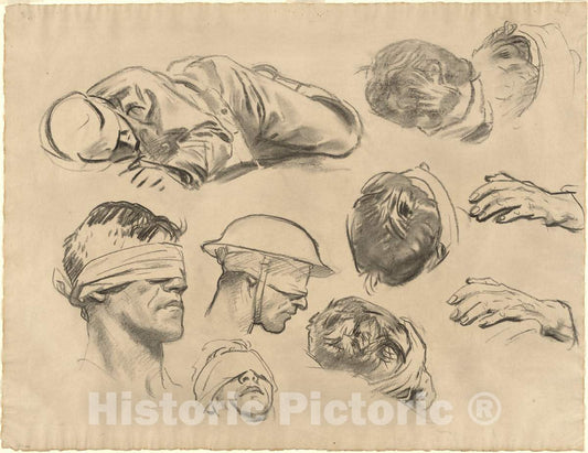 Art Print : John Singer Sargent, Studies for Gassed, 1918-1919 - Vintage Wall Art