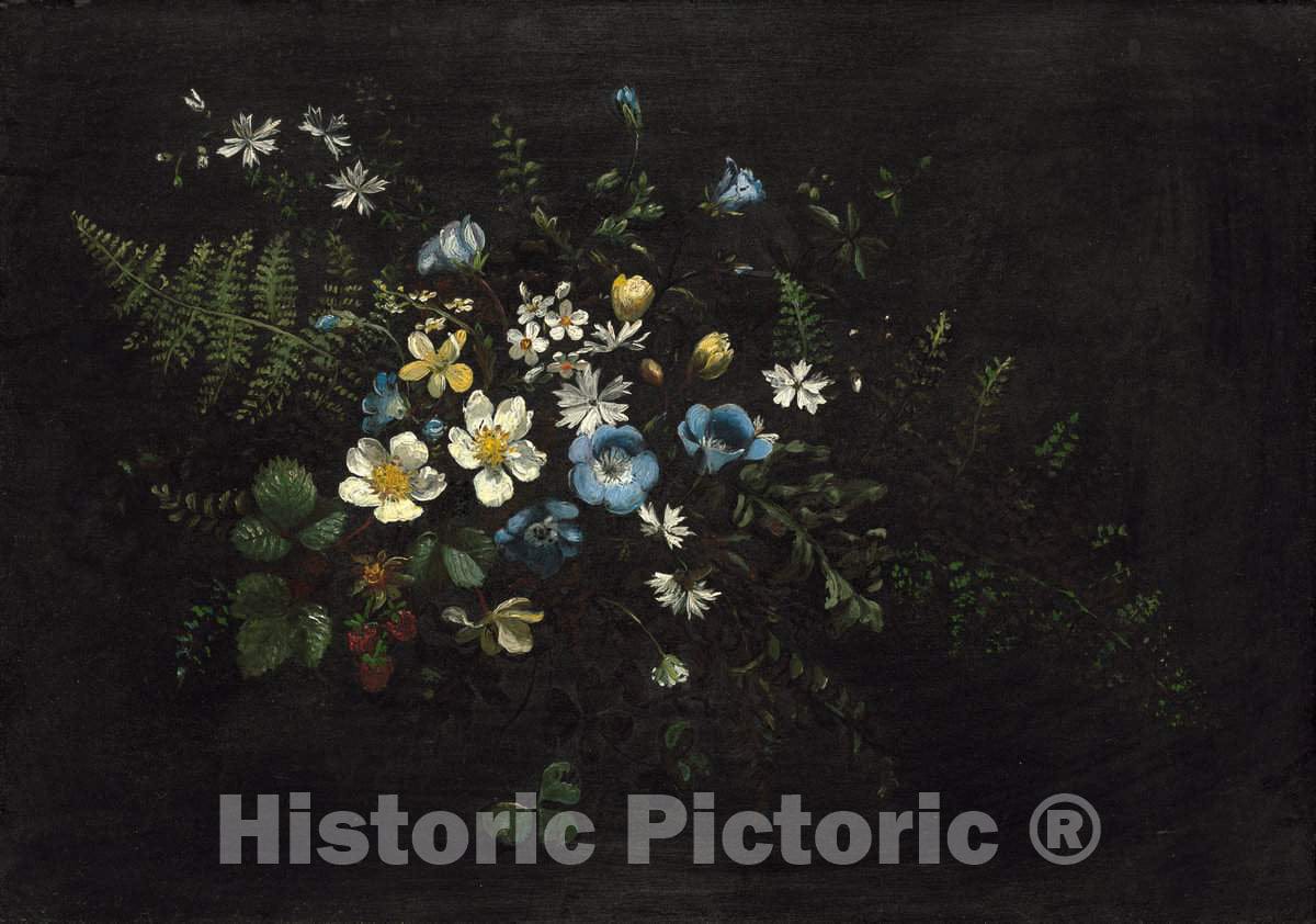 Art Print : Titian Ramsay Peale, Spray of Flowers and Ferns, Date Unknown - Vintage Wall Art