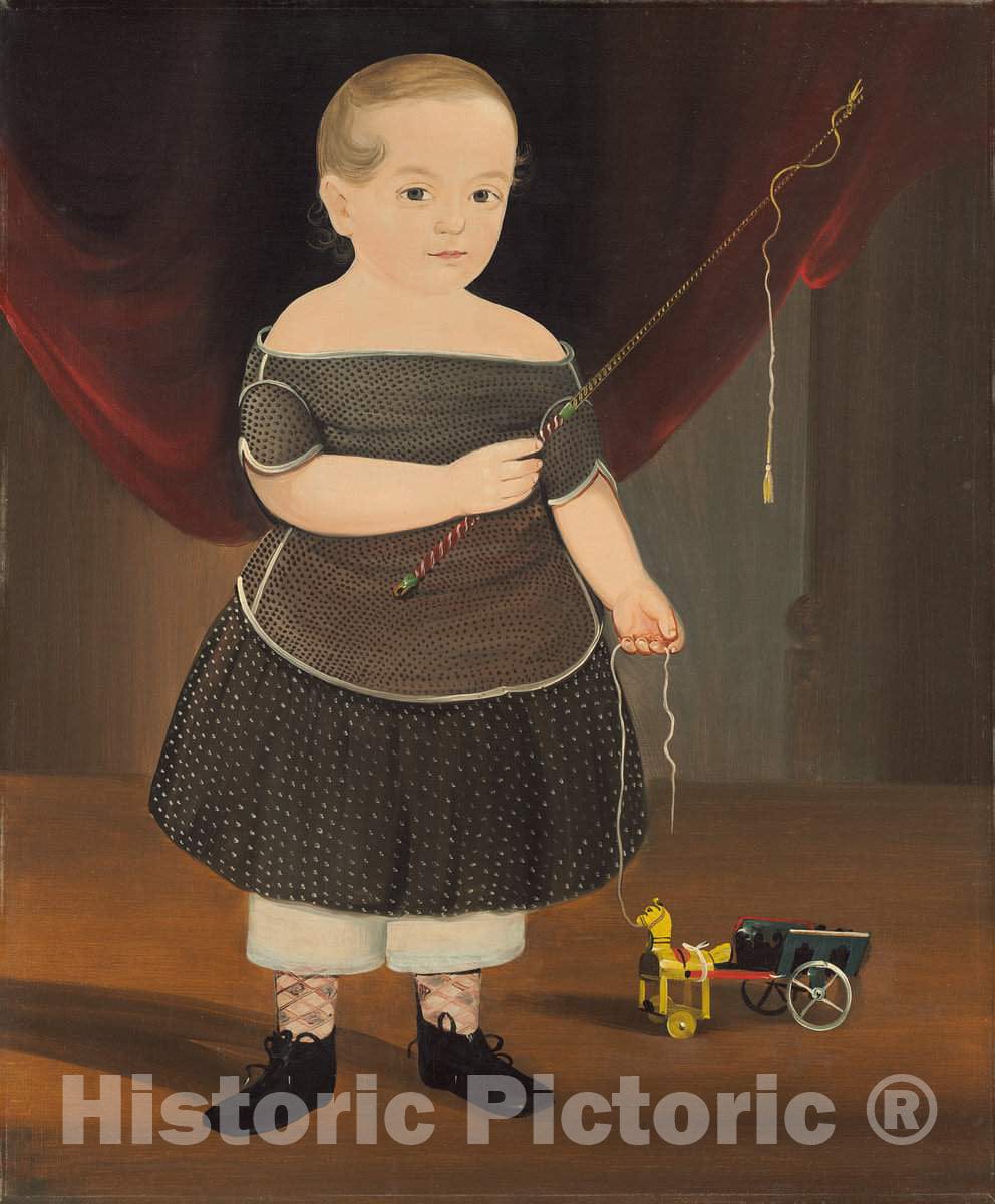 Art Print : William Matthew Prior, Boy with Toy Horse and Wagon, c. 1845 - Vintage Wall Art