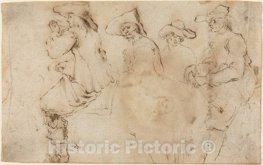 Art Print : Stefano Della Bella, Four Horsemen, c.1627 - Vintage Wall Art