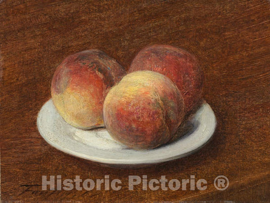 Art Print : Henri Fantin-Latour, Three Peaches on a Plate, 1868 - Vintage Wall Art