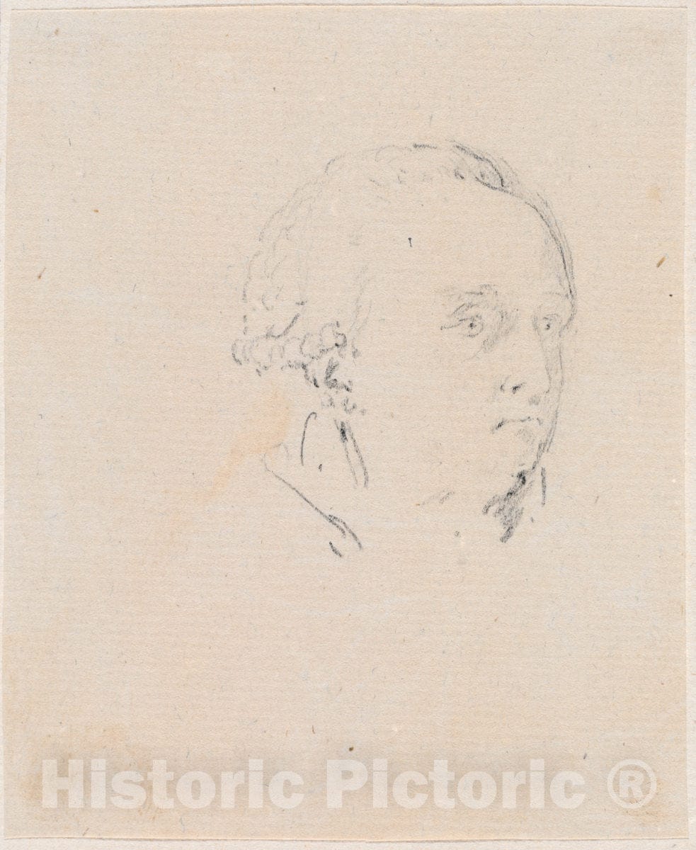 Art Print : Hubert Robert, Head of a Man, c.1760 - Vintage Wall Art