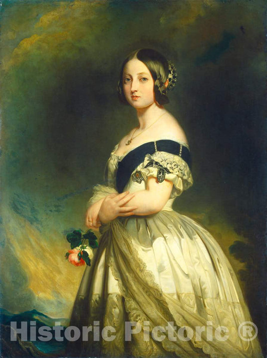 Art Print : Franz Xaver Winterhalter, Queen Victoria, c. 1843 - Vintage Wall Art