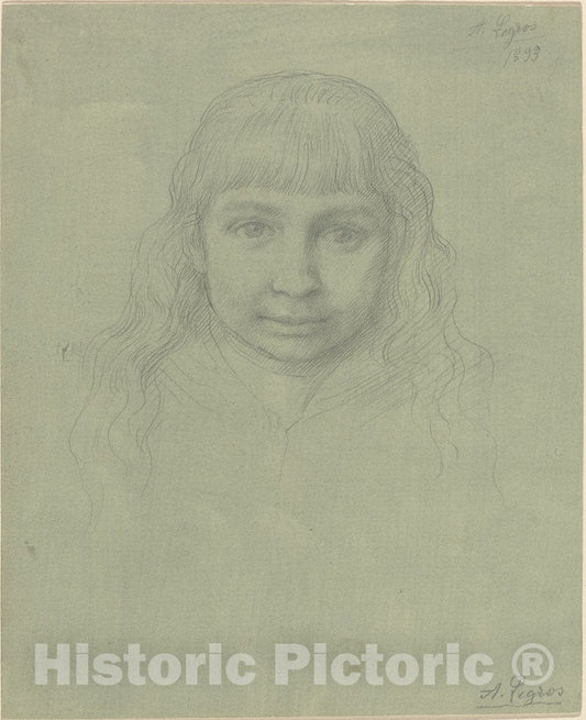 Art Print : Alphonse Legros, Head of a Child, 1893 - Vintage Wall Art