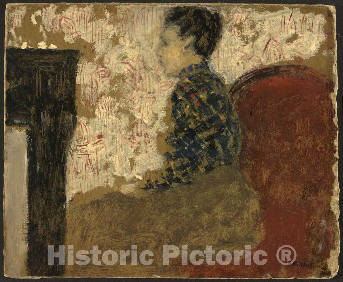 Art Print : Edouard Vuillard, Woman Sitting by The Fireside, c. 1894 - Vintage Wall Art