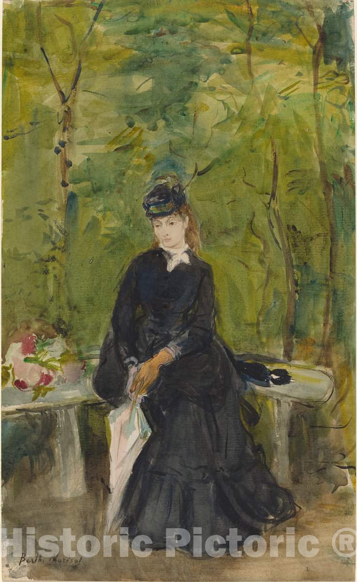 Art Print : Berthe Morisot, The Artist's Sister Edma Seated in a Park, 1864 - Vintage Wall Art