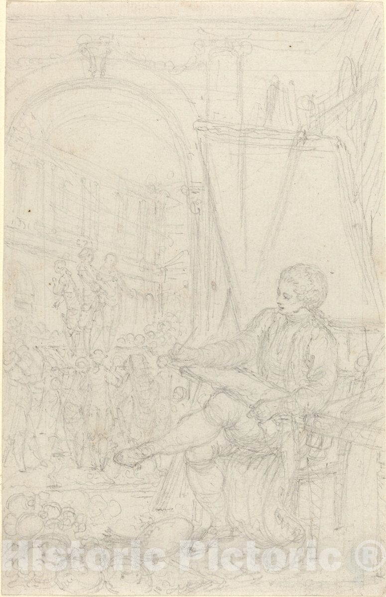 Art Print : Hubert FranÃ§ois Gravelot, Self-Portrait, c.1740 - Vintage Wall Art