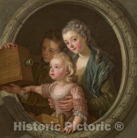 Art Print : Charles AmÃ©dÃ©e Philippe Van Loo, The Camera Obscura, 1764 - Vintage Wall Art