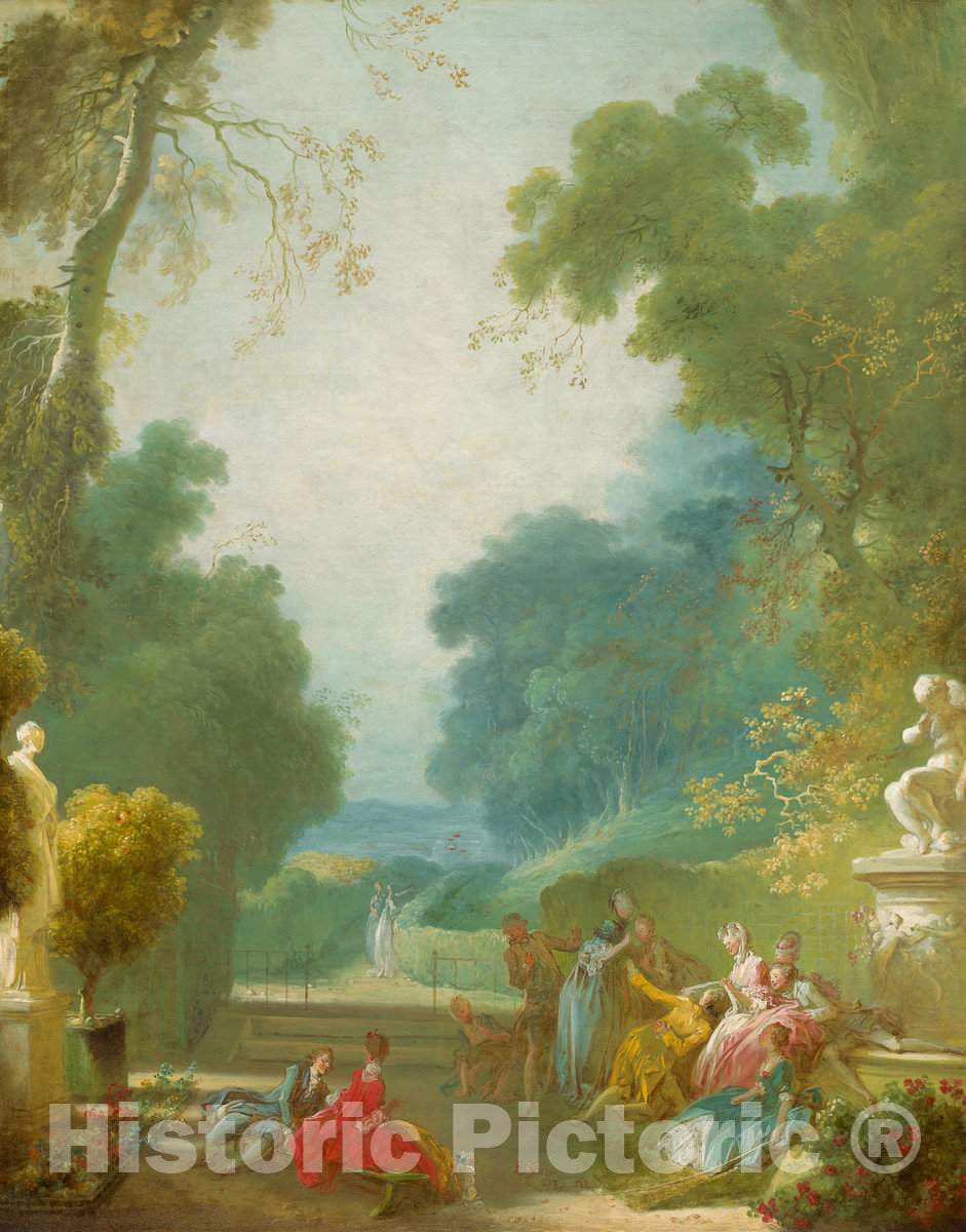 Art Print : Jean HonorÃ© Fragonard, A Game of Hot Cockles, c.1778 - Vintage Wall Art