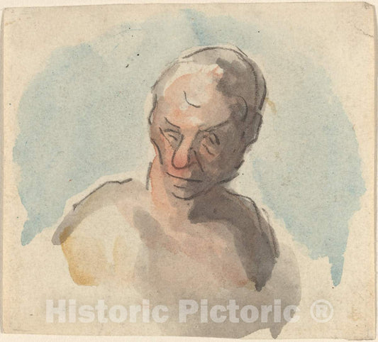 Art Print : HonorÃ© Daumier, Head of a Man - Vintage Wall Art