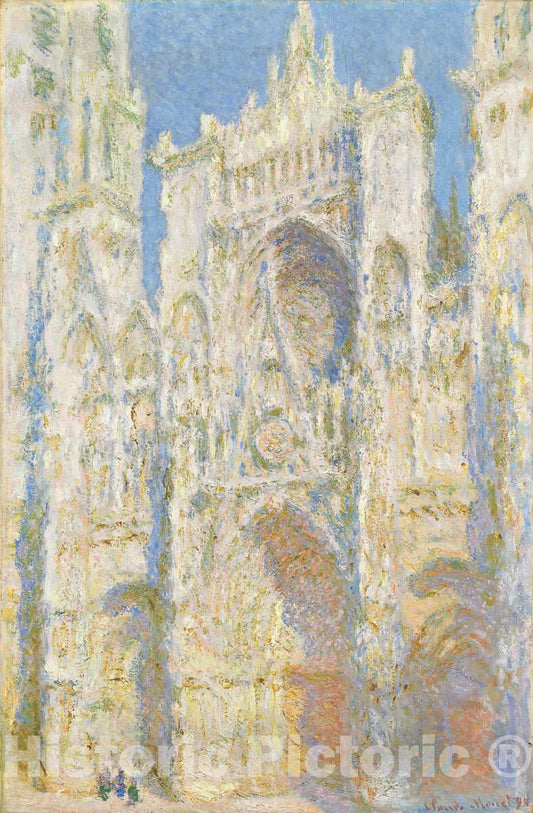 Art Print : Claude Monet, Rouen Cathedral, West FaÃ§ade, Sunlight, 1894 - Vintage Wall Art