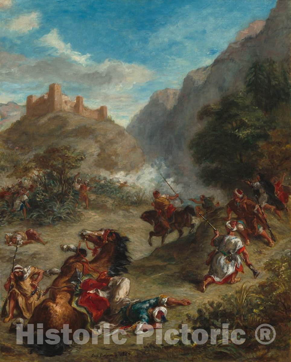 Art Print : EugÃ¨ne Delacroix, Arabs Skirmishing in The Mountains, 1863 - Vintage Wall Art
