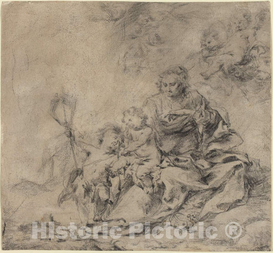 Art Print : Cornelis Schut I, The Virgin and Child with John The Baptist - Vintage Wall Art