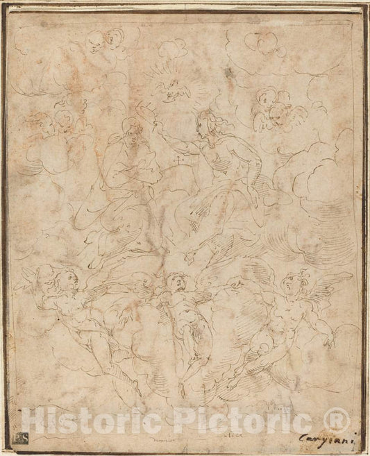 Art Print : Denys Calvaert, Coronation of The Virgin - Vintage Wall Art