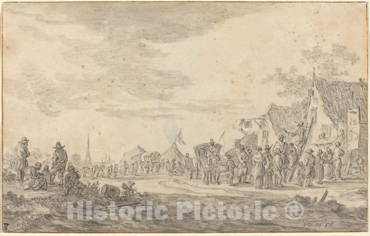 Art Print : Jan Van Goyen, Village Fair, 1656 - Vintage Wall Art