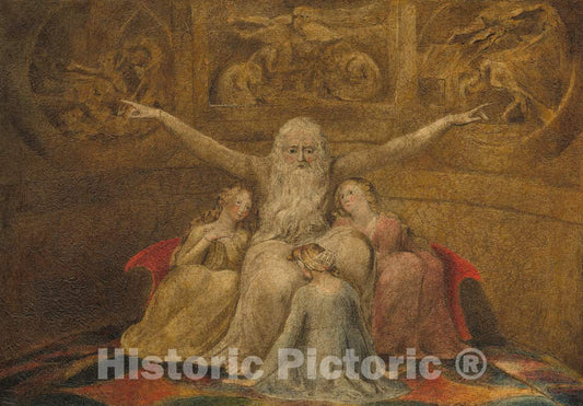 Art Print : William Blake, Job and His Daughters, c.1800 - Vintage Wall Art