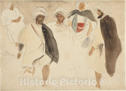 Art Print : EugÃ¨ne Delacroix, Study of Arabs - Vintage Wall Art