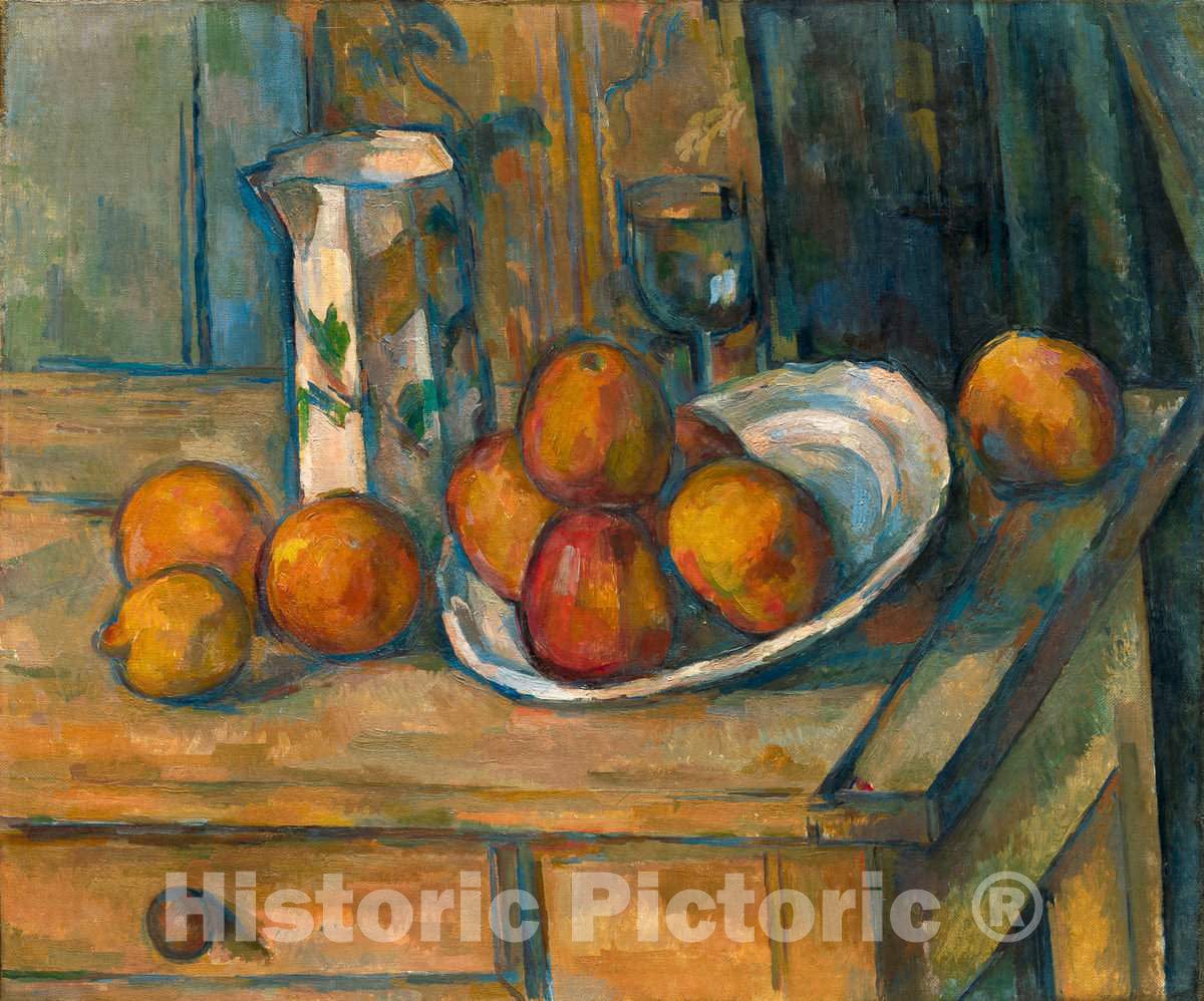 Art Print : Paul CÃ©zanne, Still Life with Milk Jug and Fruit, c. 1900 - Vintage Wall Art