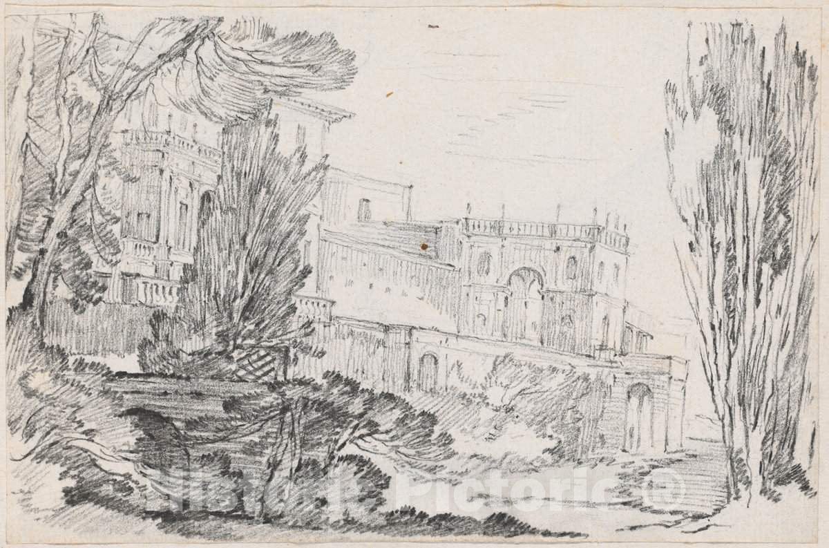 Art Print : Joseph-Marie Vien, Villa d'Este, Tivoli, c.1747 - Vintage Wall Art