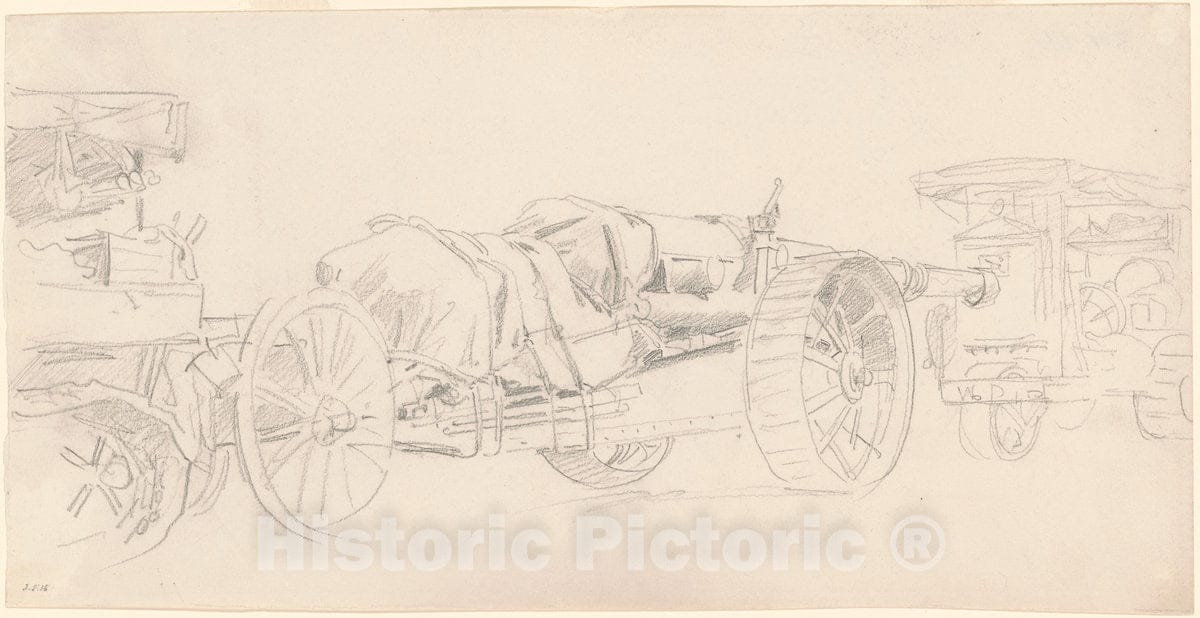 Art Print : John Singer Sargent, Cannon Trailers, France, 1918 - Vintage Wall Art