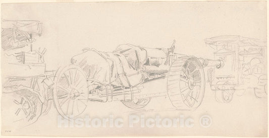 Art Print : John Singer Sargent, Cannon Trailers, France, 1918 - Vintage Wall Art