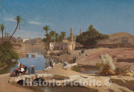Art Print : LÃ©on GÃ©rÃ´me, View of Medinet El-Fayoum, c.1869 - Vintage Wall Art