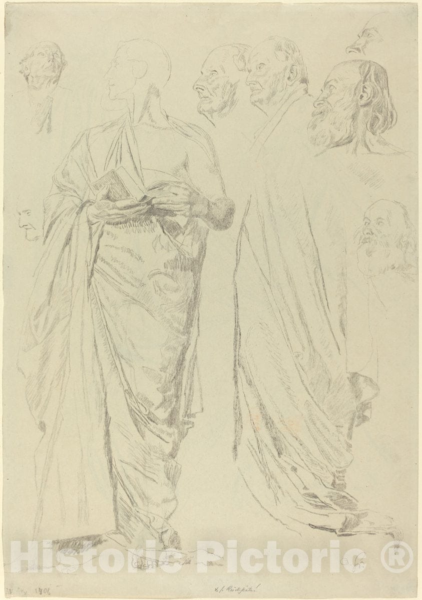 Art Print : Otto Greiner, Studies of Men in Togas [Recto] - Vintage Wall Art