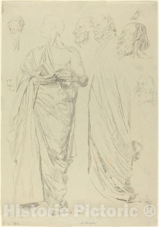Art Print : Otto Greiner, Studies of Men in Togas [Recto] - Vintage Wall Art