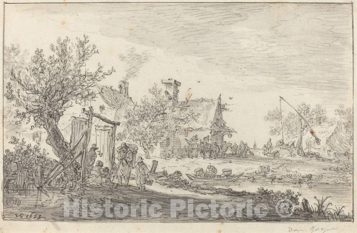 Art Print : Jan Van Goyen, Wayside Inn, 1653 - Vintage Wall Art