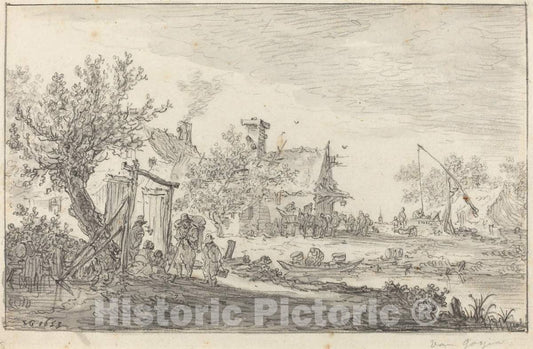 Art Print : Jan Van Goyen, Wayside Inn, 1653 - Vintage Wall Art