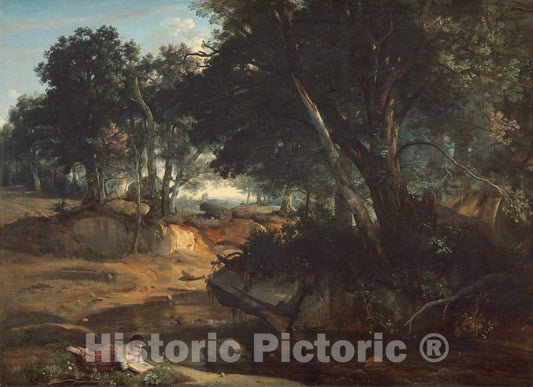 Art Print : Baptiste-Camille Corot, Forest of Fontainebleau, 1834 - Vintage Wall Art