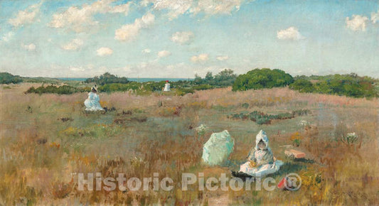Art Print : William Merritt Chase, Gathering Autumn Flowers, c.1895 - Vintage Wall Art