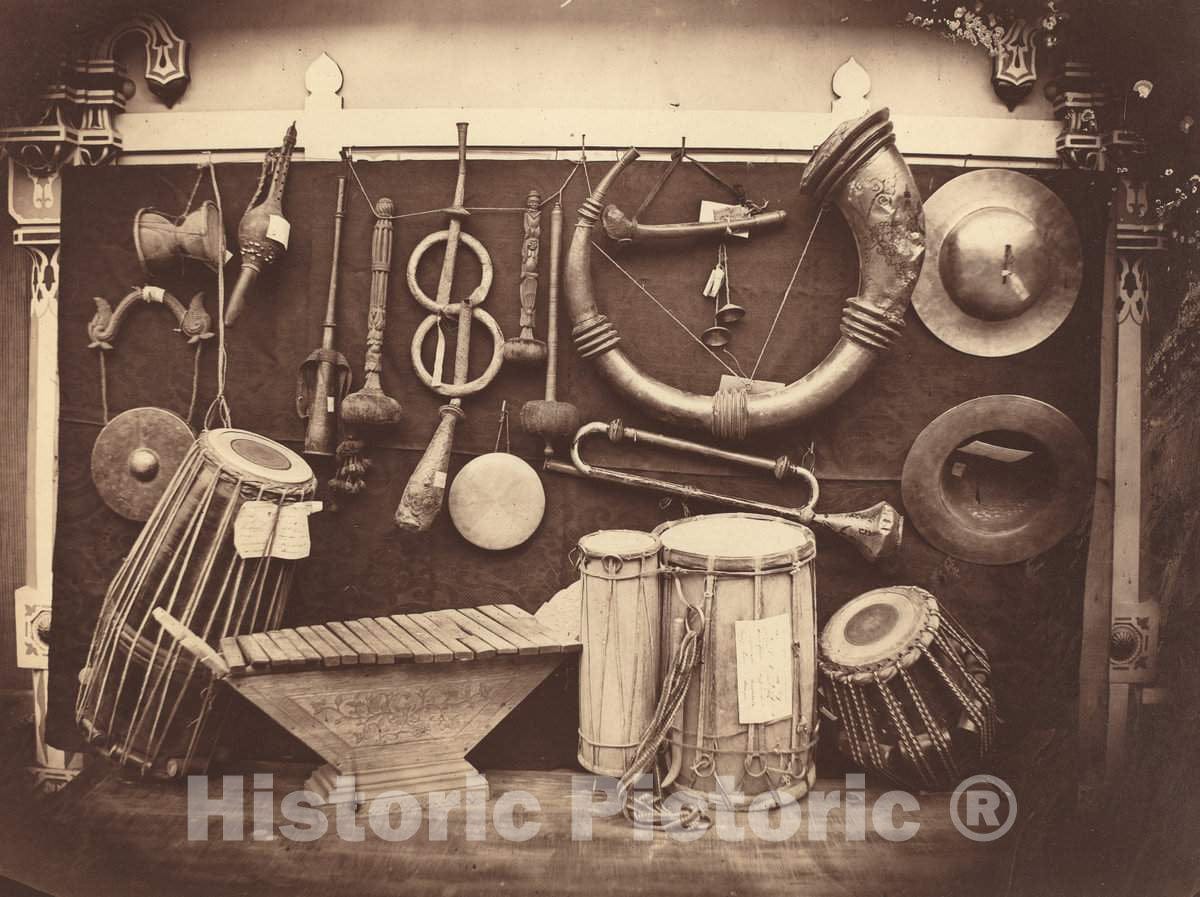 Art Print : Edmond Lebel, Still Life of Musical Instruments, c. 1863 - Vintage Wall Art