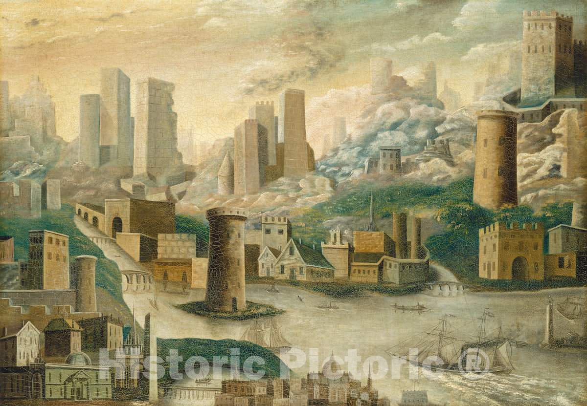 Art Print : A City of Fantasy, mid 19th Century - Vintage Wall Art