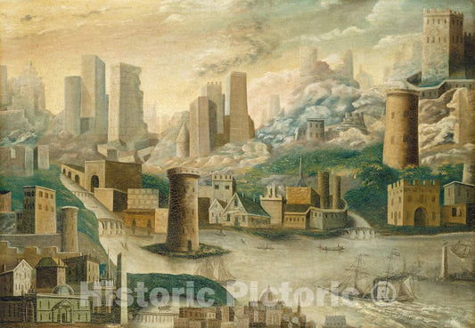 Art Print : A City of Fantasy, mid 19th Century - Vintage Wall Art
