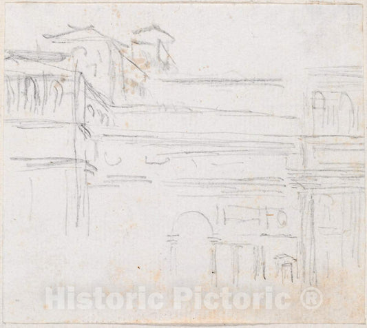 Art Print : Hubert Robert, Villa Medici, c.1760 - Vintage Wall Art