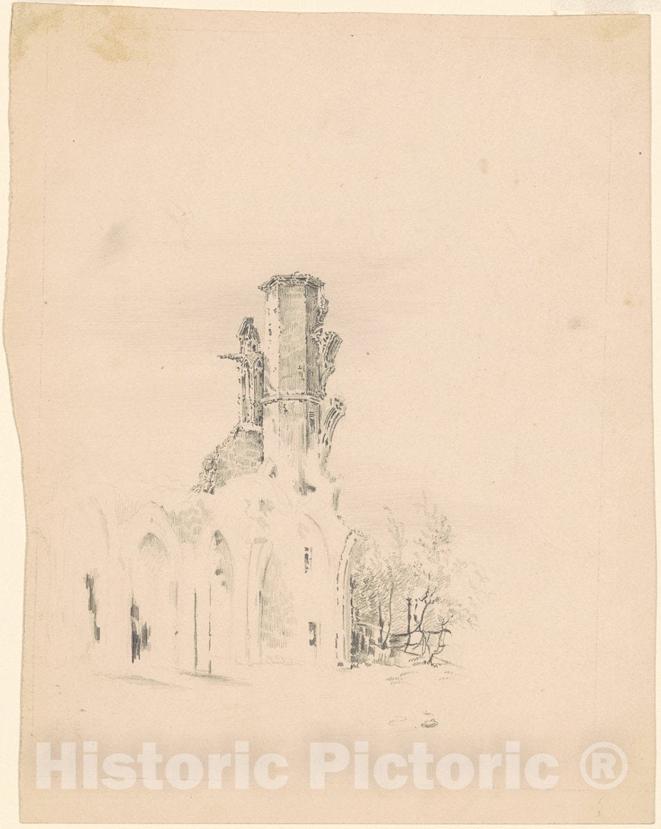 Art Print : Clonney, A Gothic Ruin, c. 1830-1835 - Vintage Wall Art