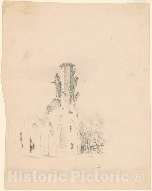 Art Print : Clonney, A Gothic Ruin, c. 1830-1835 - Vintage Wall Art
