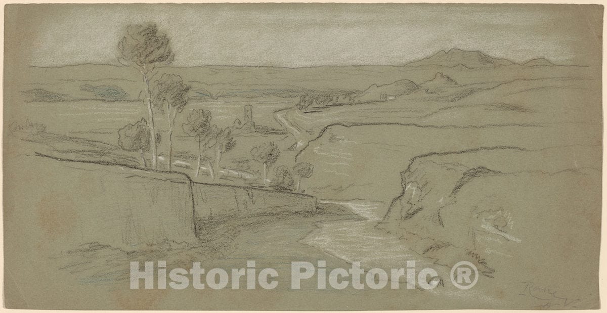 Art Print : Elihu Vedder, Roman Landscape, c. 1900 - Vintage Wall Art