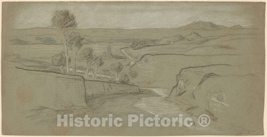 Art Print : Elihu Vedder, Roman Landscape, c. 1900 - Vintage Wall Art