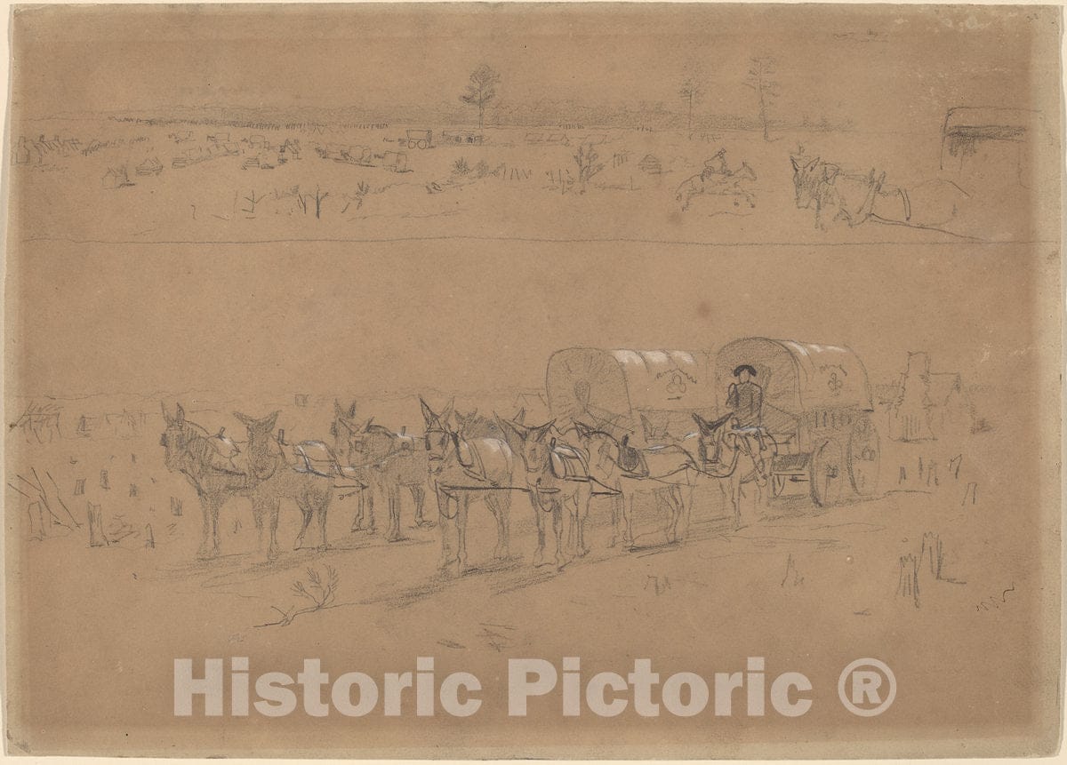 Art Print : Winslow Homer, Supply Train, 1864 - Vintage Wall Art