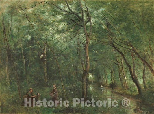 Art Print : Baptiste-Camille Corot, The EEL Gatherers, c.1863 - Vintage Wall Art