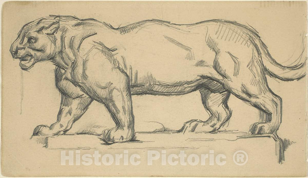 Art Print : CÃ©zanne After Barye, Jaguar - Vintage Wall Art