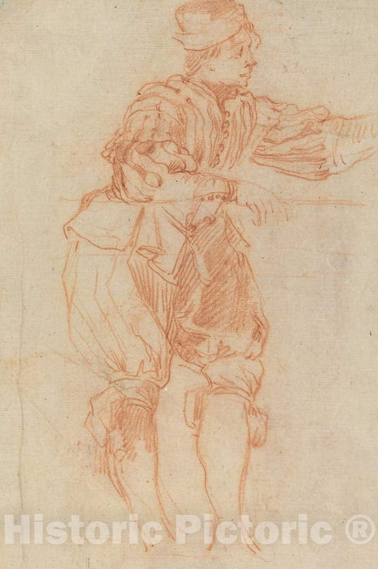 Art Print : Matteo Rosselli, Man Leaning on a Rail [Verso] - Vintage Wall Art