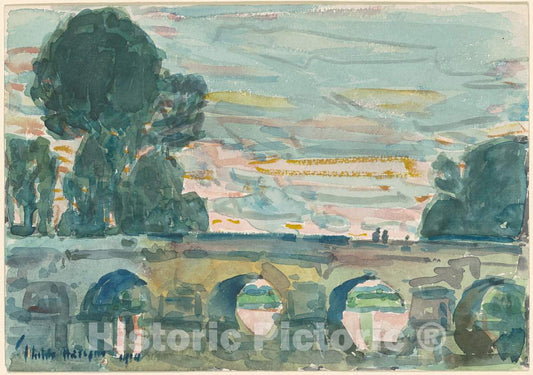 Art Print : Childe Hassam, The Bridge at Grez [Recto], 1904 - Vintage Wall Art